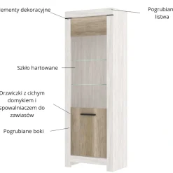 Mebelbos Witryny Do Jadalni|Witryny Do Salonu*Wąska witryna ze szklanymi półkami Belen