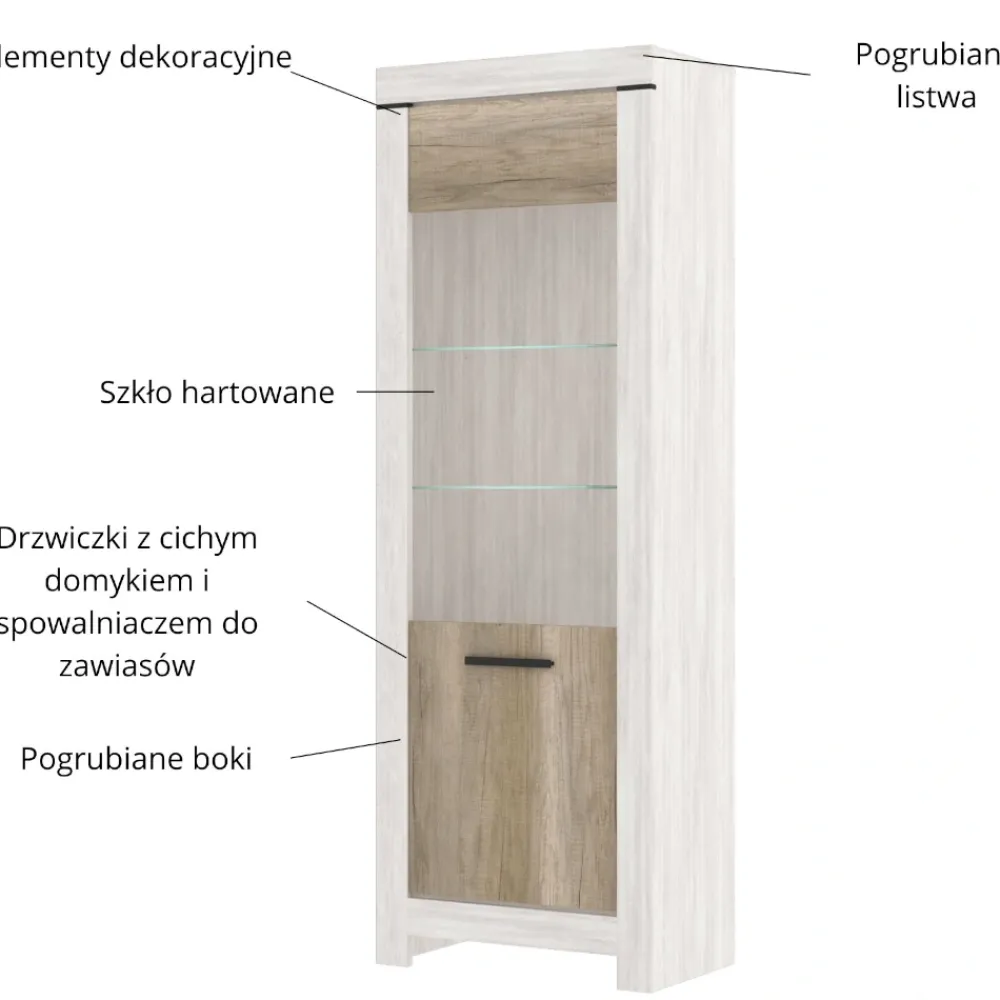 Mebelbos Witryny Do Jadalni|Witryny Do Salonu*Wąska witryna ze szklanymi półkami Belen