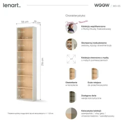 Dzieci Lenart Szafki I Regały Do Biura|Szafki I Regały Do Pokoju Młodzieżowego*Wąski regał otwarty do pokoju młodzieżowego WO-05 Woow kolor szampański / dąb vincenza bielony