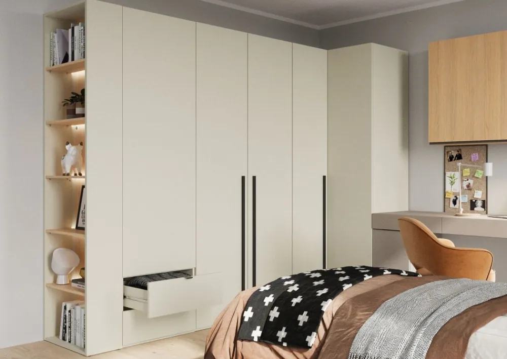 Dzieci Lenart Szafki I Regały Do Biura|Szafki I Regały Do Pokoju Młodzieżowego*Wąski regał otwarty do pokoju młodzieżowego WO-05 Woow kolor szampański / dąb vincenza bielony