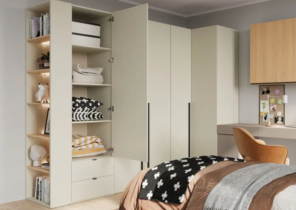 Dzieci Lenart Szafki I Regały Do Biura|Szafki I Regały Do Pokoju Młodzieżowego*Wąski regał otwarty do pokoju młodzieżowego WO-05 Woow kolor szampański / dąb vincenza bielony