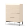 Lenart Komody Do Biura|Komody Do Przedpokoju*Wysoka komoda do sypialni z szufladami TREND TS-04 Beż piaskowy + czarny