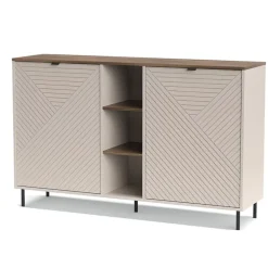 Mebelbos Komody Do Biura|Komody Do Przedpokoju*Wysoka komoda ryflowana EVO 2D kaszmir / dąb castello EO-08