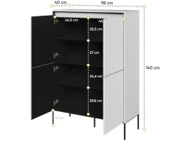 Dzieci Lenart Komody Do Biura|Komody Do Przedpokoju*Wysoka komoda ryflowana   Trend TR-03 biała