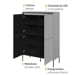 Dzieci Lenart Komody Do Biura|Komody Do Przedpokoju*Wysoka, ryflowana komoda Trend TR-03 szara