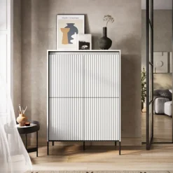 Dzieci Lenart Komody Do Biura|Komody Do Przedpokoju*Wysoka, ryflowana komoda Trend TR-03 szara