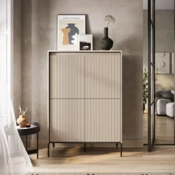 Dzieci Lenart Komody Do Biura|Komody Do Przedpokoju*Wysoka, ryflowana komoda Trend TR-03 szara