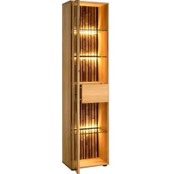 Dekort Witryny Do Jadalni|Witryny Do Salonu*Wysoka witryna dębowa z oświetleniem Tramonto Typ 10 strona lewa