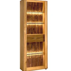 Dekort Witryny Do Jadalni|Witryny Do Salonu*Wysoka witryna dębowa z oświetleniem Tramonto Typ 12