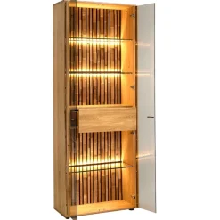 Dekort Witryny Do Jadalni|Witryny Do Salonu*Wysoka witryna dębowa z oświetleniem Tramonto Typ 12