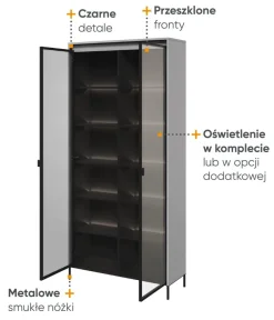 Lenart Szafki I Regały Do Biura|Witryny Do Jadalni*Wysoka witryna loftowa Trend TR-07 szara