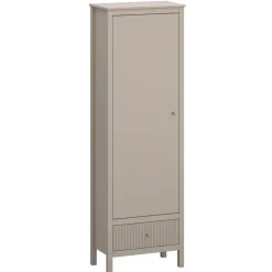 Mebelbos Szafki I Regały Do Biura|Szafki I Regały Do Jadalni*Wysoki regał ryflowany z szafką i szufladą kolor taupe Lewy / Prawy KLEO KL-07