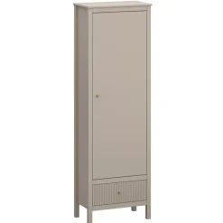 Mebelbos Szafki I Regały Do Biura|Szafki I Regały Do Jadalni*Wysoki regał ryflowany z szafką i szufladą kolor taupe Lewy / Prawy KLEO KL-07