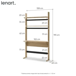 Dzieci Lenart Szafki I Regały Do Biura|Biurka Do Biura*Wysoki regał z biurkiem OLLIE OL-04 dąb olejowany+ czarny