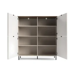 Mebelbos Szafki I Regały Do Biura|Szafki I Regały Do Jadalni*Wysoki regał z szafkami EVO 4D kaszmir / dąb castello EO-02