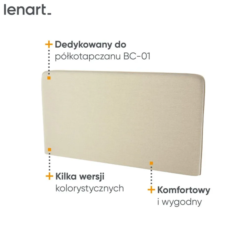 Lenart Tapczany|Zagłówki Do Półkotapczanu*ZAGŁÓWEK TAPICEROWANY BEŻOWY do półkotapczanu BED CONCEPT TKANINA ART 82610